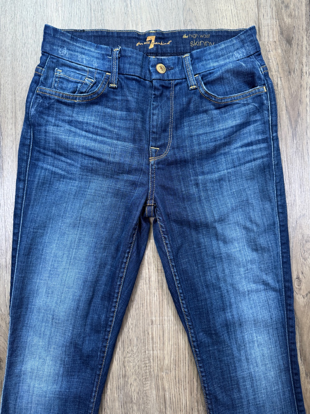 7 For All Mankind The High Waist Skinny Jeans Dark Wash Size 26 - Picture 7 of 14